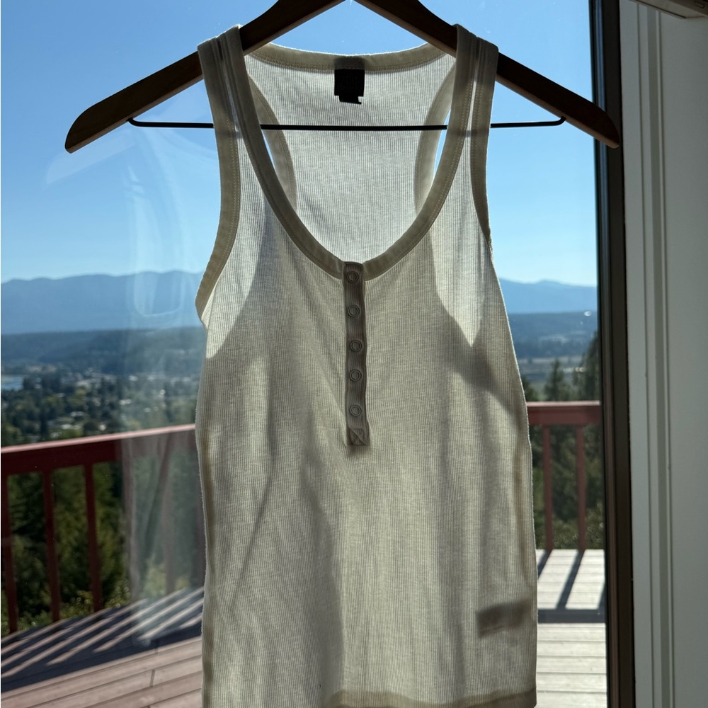 Wild Fable Cream Ribbed Tank Top